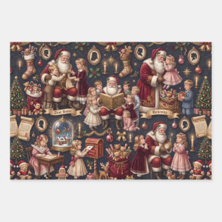 Victorian Christmas Sheet Wrapping Paper Set