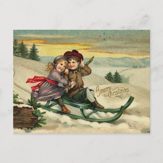 Victorian Christmas Sledding Postcards | Zazzle.com