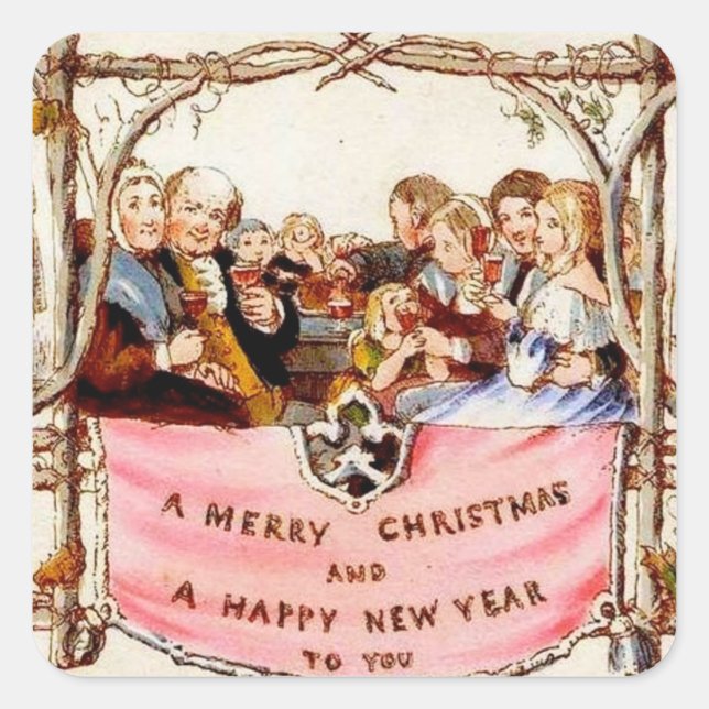 Victorian Christmas Square Sticker (Front)