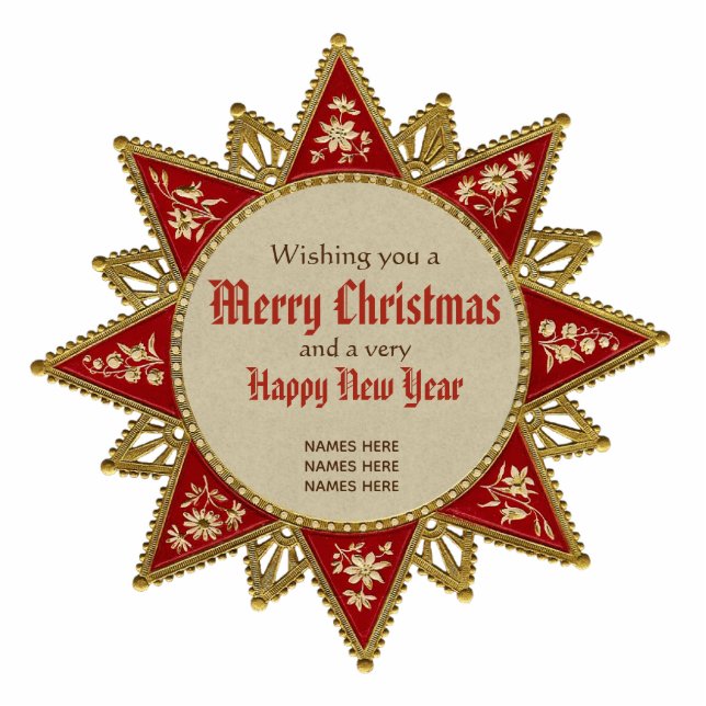 Victorian Christmas star decoration Gold red Cutout (Front)