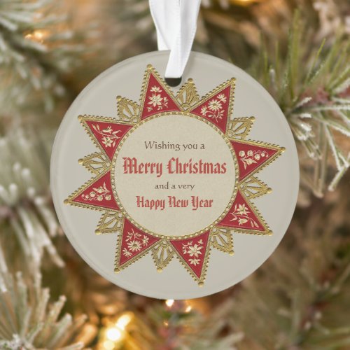 Victorian Christmas star Gold red vintage CC0962 Ornament