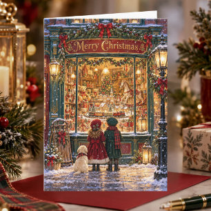 Victorian Christmas Toy Shop Nostalgic Christmas Holiday Card