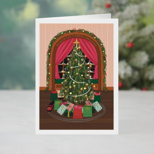 Victorian Christmas Tree Foil Holiday Card