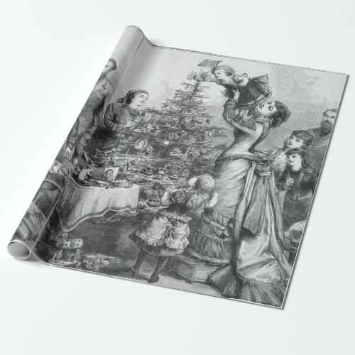 Victorian Christmas Tree Star Wrapping Paper