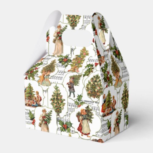 Victorian Christmas Trees Holly  Music Favor Boxes