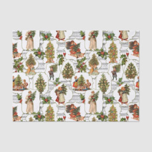 Victorian Christmas Trees, Holly & Music Tissue Paper