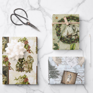 Victorian Christmas Trio Wrapping Paper Sheets