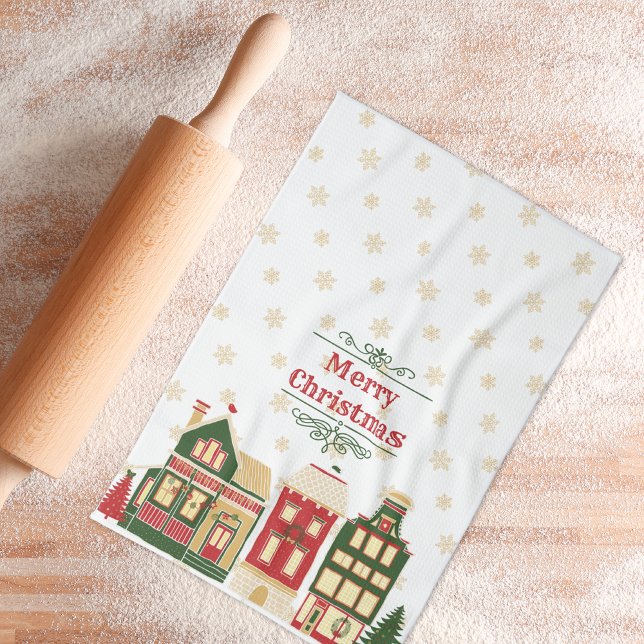 Victorian Christmas Village Snow Kitchen Towel (Creator Uploaded)