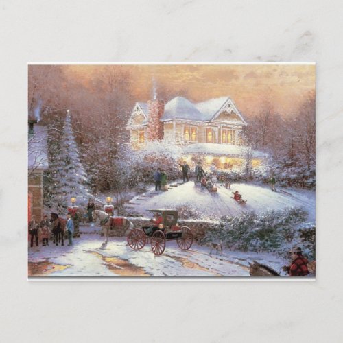 Victorian Christmas Winter Scene Holiday Postcard
