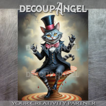 Victorian Circus Cheshire Cat - Decoupage