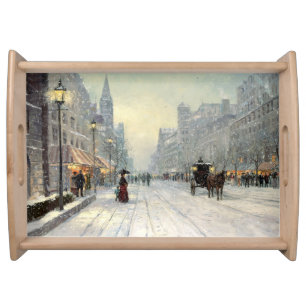 Victorian City Christmas Street Scene Serving Tray