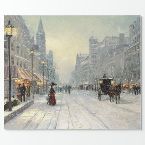 Victorian City Christmas Street Scene Wrapping Paper