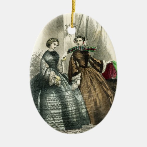 Victorian Civil War Women Fancy Ladies Ceramic Ornament