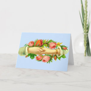 Victorian clasped hands print card