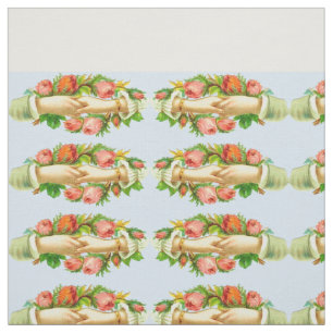 Victorian clasped hands print fabric
