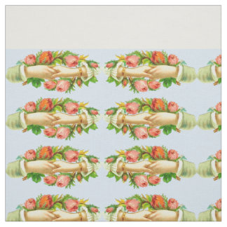 Victorian clasped hands print fabric