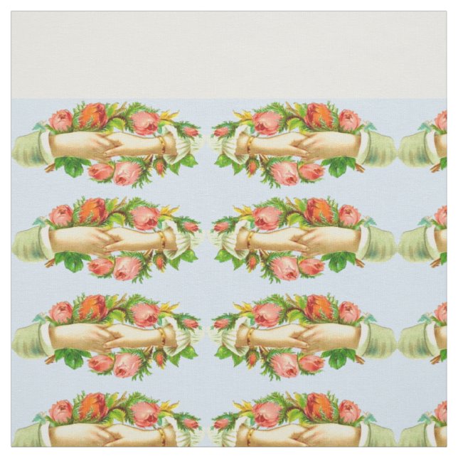 Victorian clasped hands print fabric (Swatch)