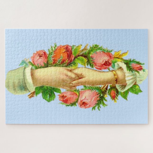 Victorian clasped hands print jigsaw puzzle (Horizontal)