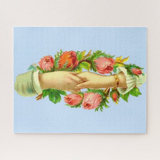 Victorian clasped hands print jigsaw puzzle (Horizontal)