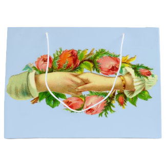 Victorian clasped hands print large gift bag