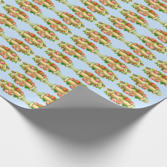 Victorian clasped hands print wrapping paper (Corner)