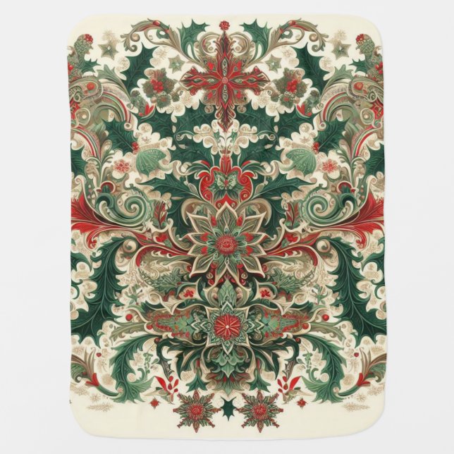 Victorian/Classic/Vintage Christmas Baby Blanket (Front)