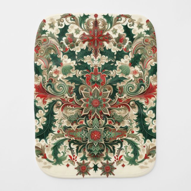 Victorian/Classic/Vintage Christmas Baby Burp Cloth (Front)