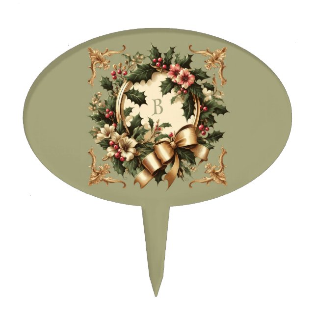 Victorian/Classic/Vintage Christmas Cake Topper (Front)