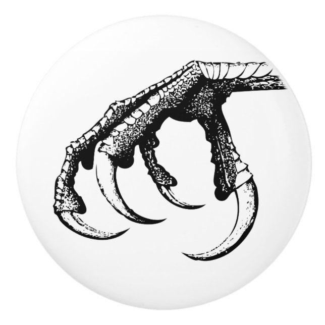 Victorian clawfoot talon black and white ceramic knob (Front)