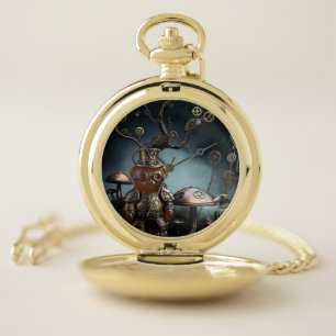 Victorian Clockwork Gummy Bear Mechanical Raven Pocket Watch