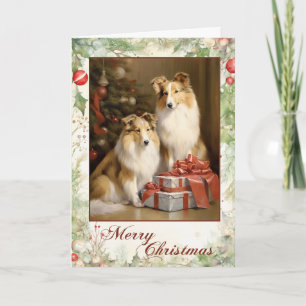 Victorian Collie Puppy Christmas Holiday Card