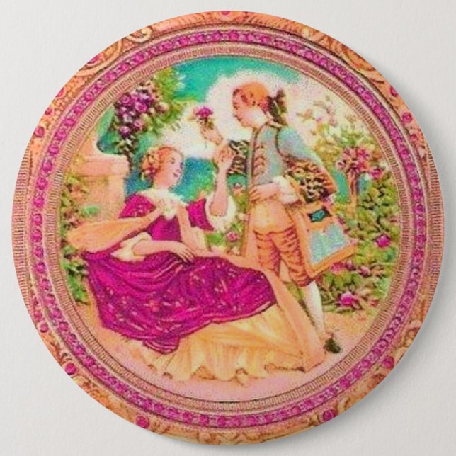 Victorian colonial French floral perfume label Button (Front)