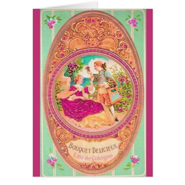 Victorian colonial French perfume label Cards (Front)