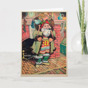 Victorian Colorful Santa Holiday Card