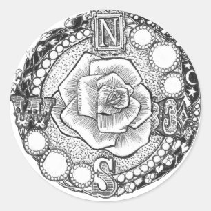 Victorian Compass Rose Classic Round Sticker