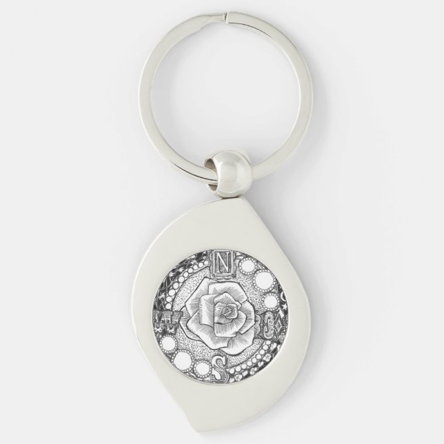 Victorian Compass Rose Keychain (Front)