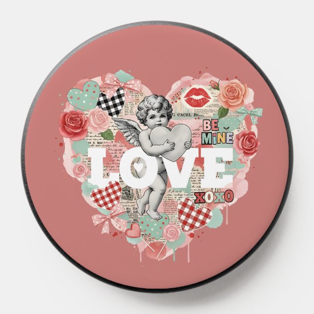 Victorian Coquette Angelcore Cherub Collage Heart PopSocket (Popsocket)