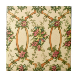Victorian Corn Bros. Overall Floral Pattern Repro Ceramic Tile