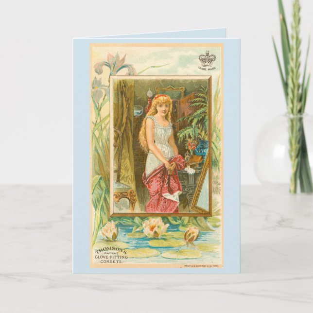 Victorian corset advertisement card (Front)