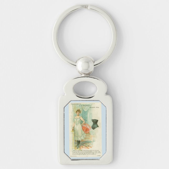 Victorian Corset Advertisement Keychain (Front)
