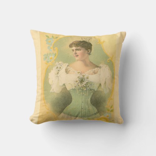 Victorian Corset advertisements Throw Pillow