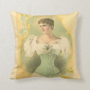 Victorian Corset advertisements Throw Pillow