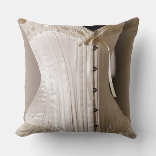 Victorian corset bridal shower throw pillow