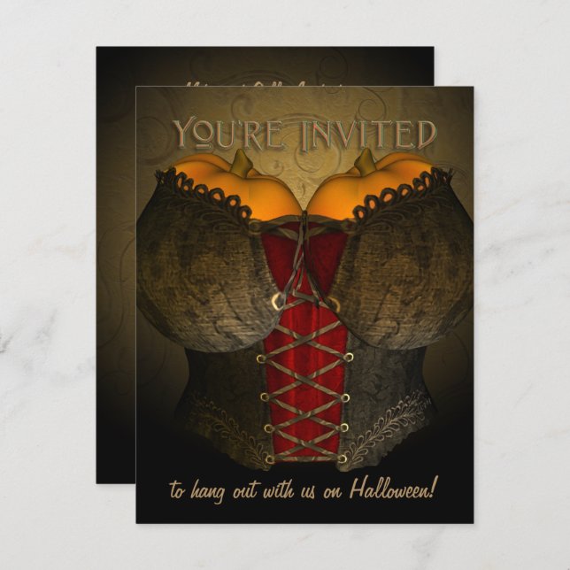 Victorian Corset Funny Halloween Invitation (Front/Back)