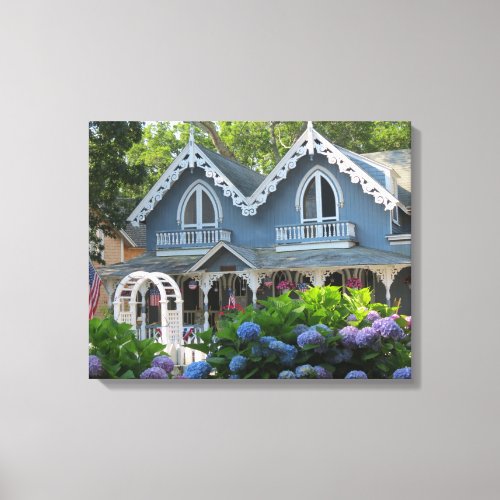 Victorian Cottage in Blue _ Marthas Vineyard Canvas Print
