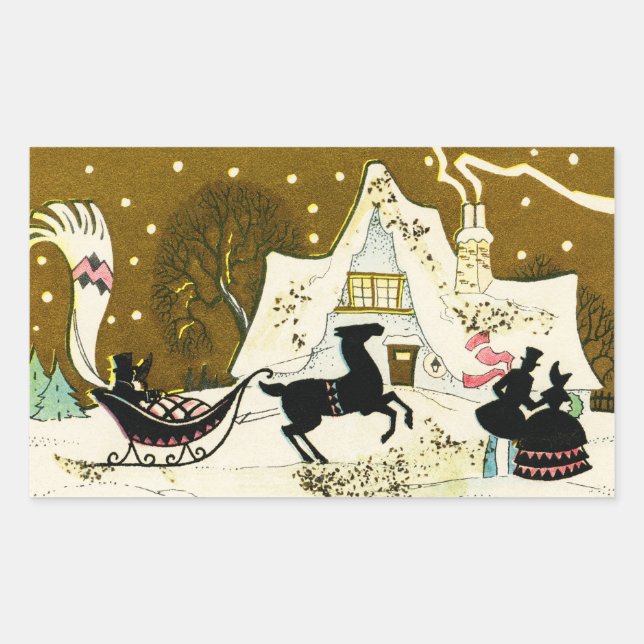 Victorian Country Christmas Rectangular Sticker (Front)
