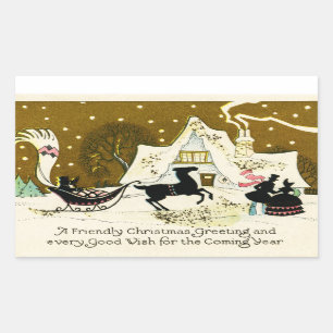 Victorian Country Christmas Rectangular Sticker