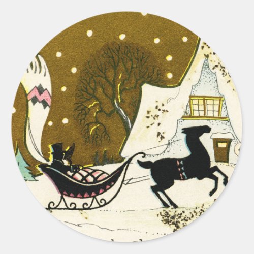 Victorian Country Christmas Round Sticker