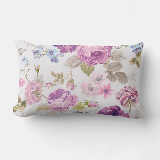 Victorian,country,lavender,shabby,chic,roses,paris Lumbar Pillow (Front)