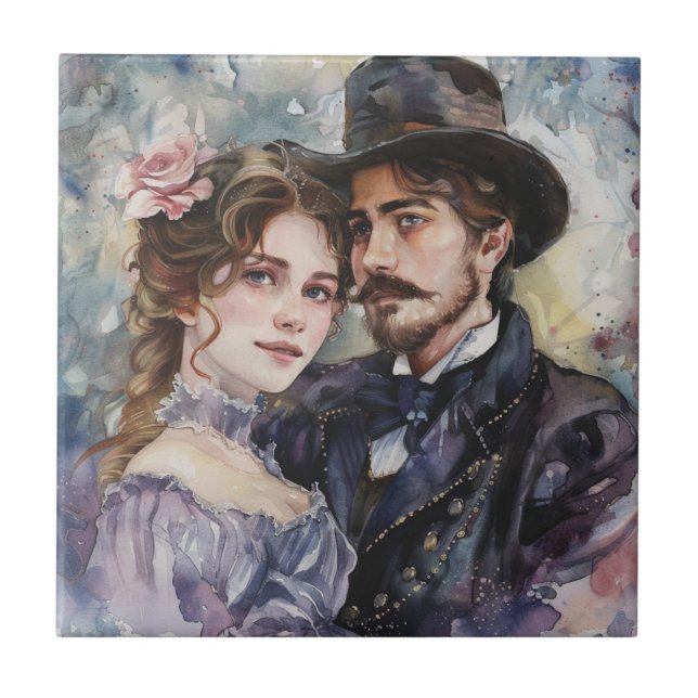 Victorian Couple Ceramic Tile (Front)